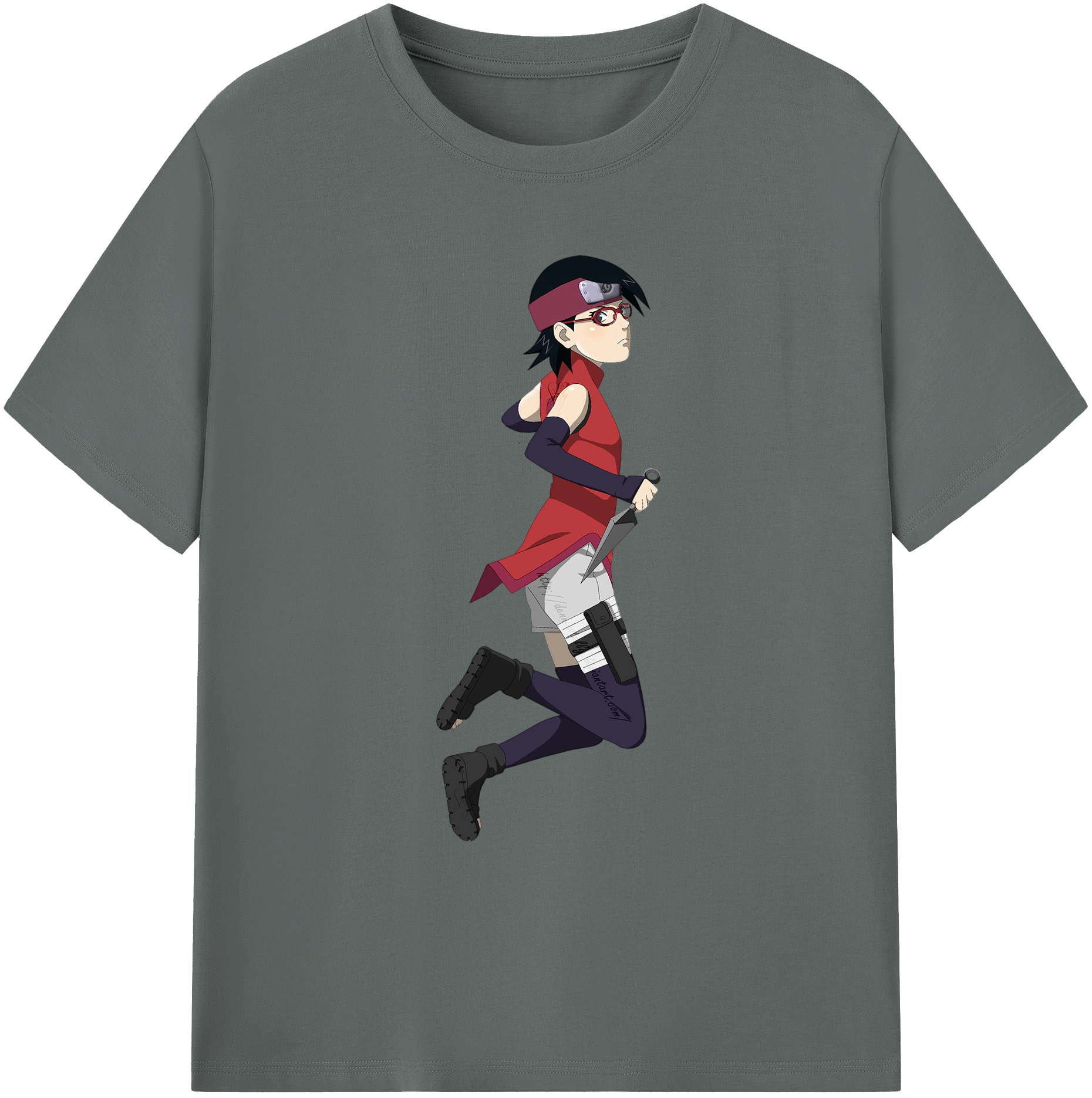 （画像用） NARUTO -ナルト- うちは サラダ Uchiha Sarada 綿100％ メンズ半袖Tシャツ｜肌触りやわらか＆通気性